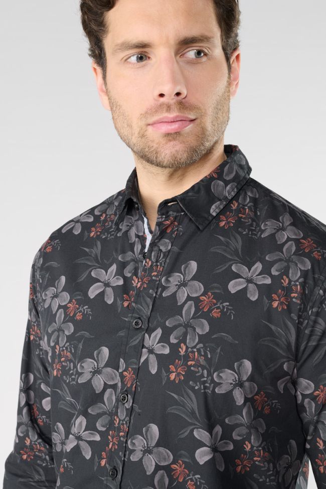 Chemise Rikel noire à motif fleuri