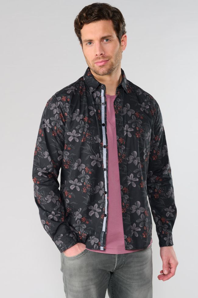 Chemise Rikel noire à motif fleuri