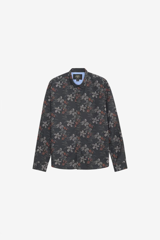 Chemise Rikel noire à motif fleuri