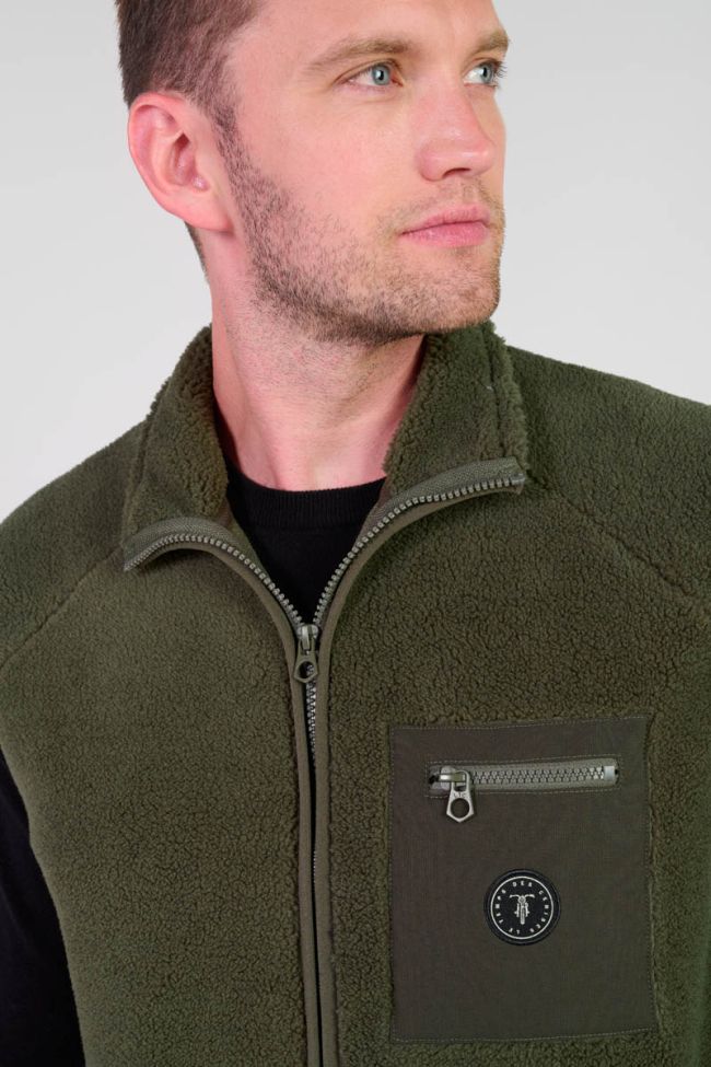 Veste bi-matière sans manches Rudy kaki