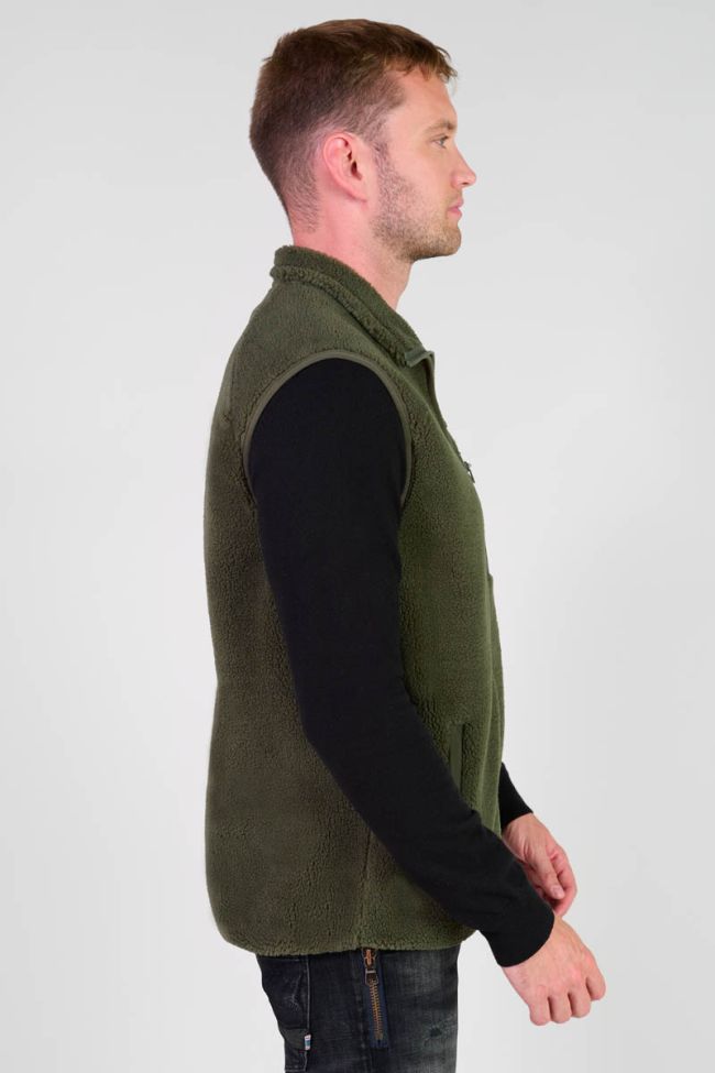 Veste bi-matière sans manches Rudy kaki