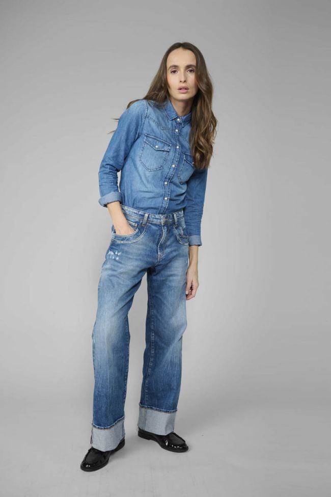 Jeans 400/28 loose Revers taille haute destroy bleu N°3