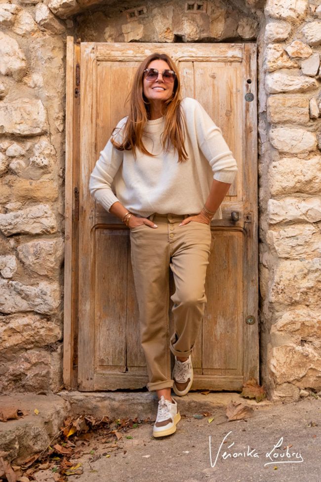 James 400/60 girlfriend by Véronika Loubry jeans taille haute beige