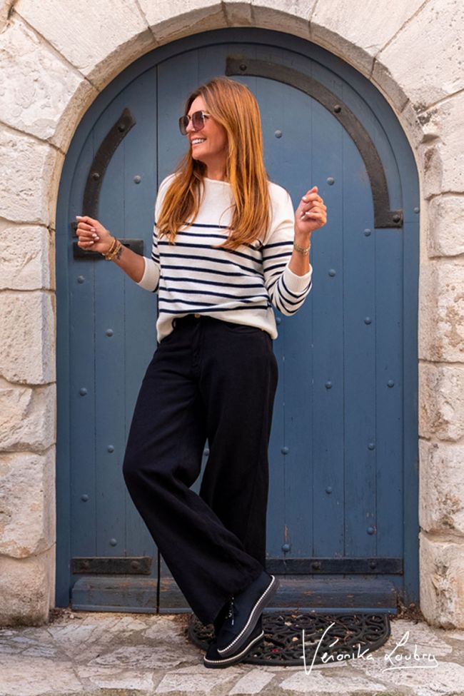 Jeans tencel wide leg Muriel by Véronika Loubry taille haute noir