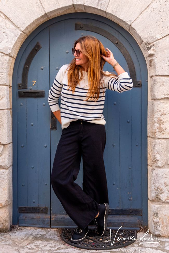 Jeans tencel wide leg Muriel by Véronika Loubry taille haute noir