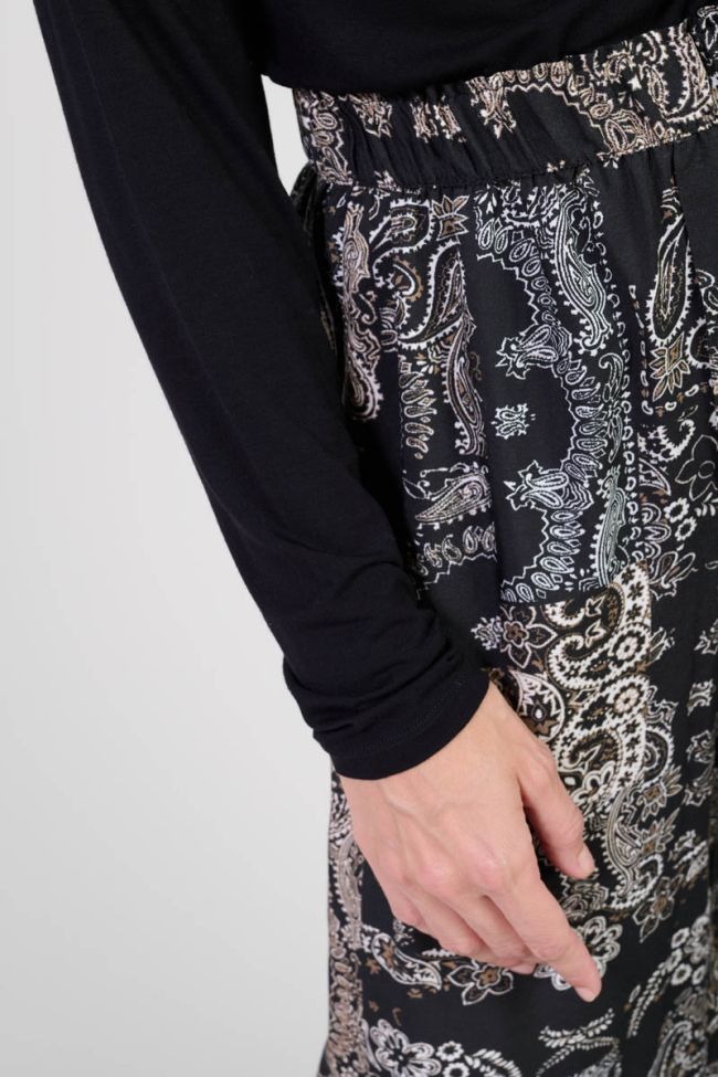 Pantalon Bulbiza noir à motif cachemire