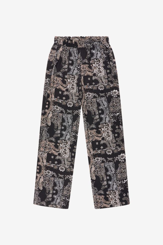 Pantalon Bulbiza noir à motif cachemire