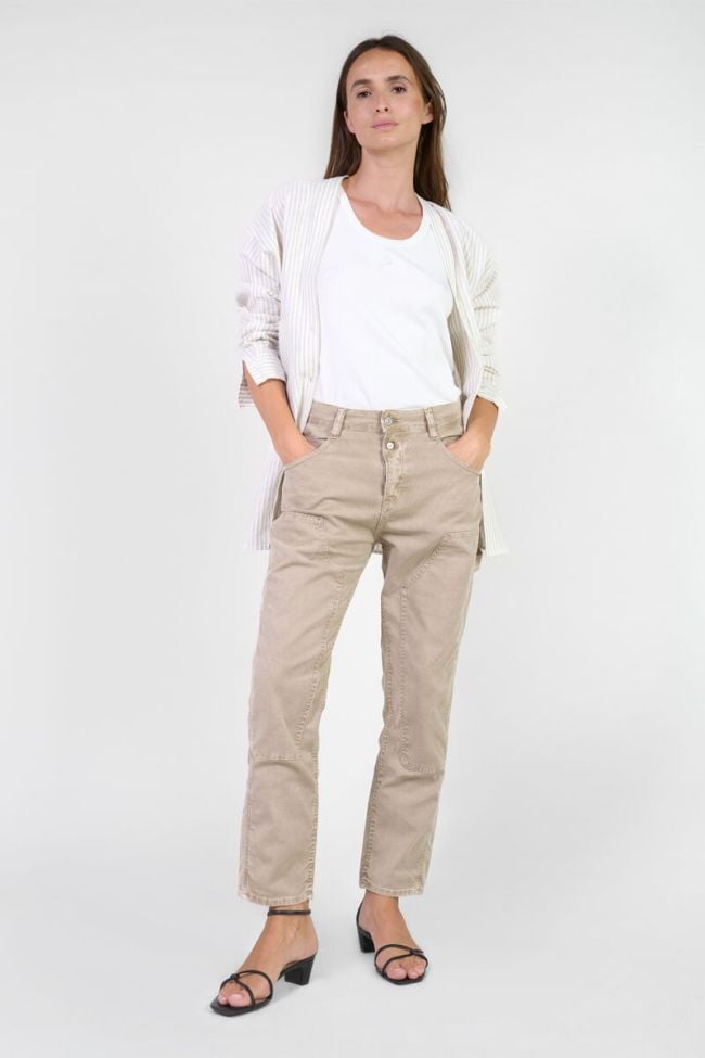 Jeans 400/60 girlfriend Work taille haute beige