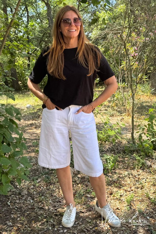 Bermuda Anaïs en jeans blanc by Véronika Loubry