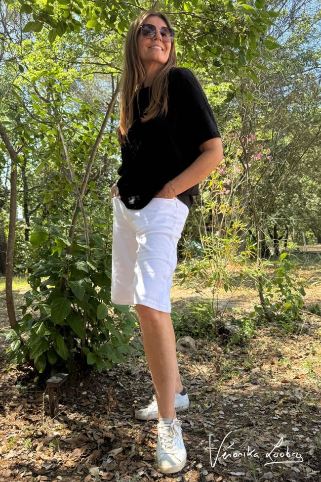 Bermuda Anaïs en jeans blanc by Véronika Loubry