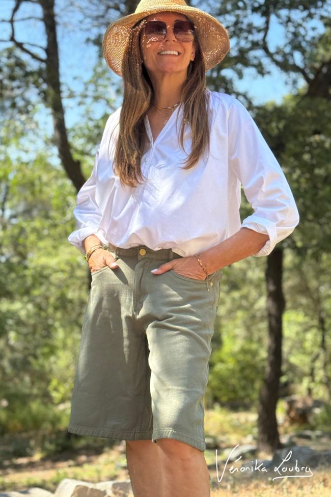 Bermuda Anaïs en jeans kaki by Véronika Loubry