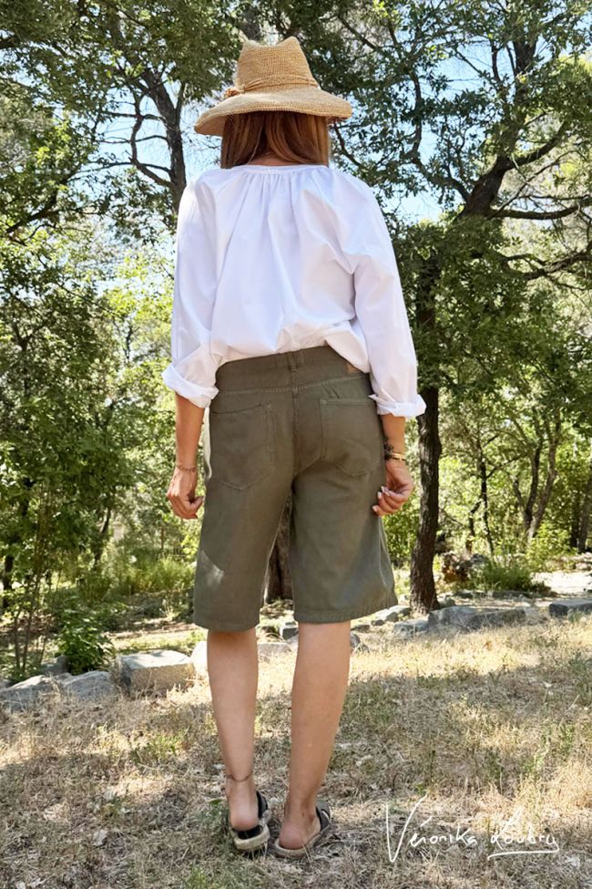 Bermuda Anaïs en jeans kaki by Véronika Loubry