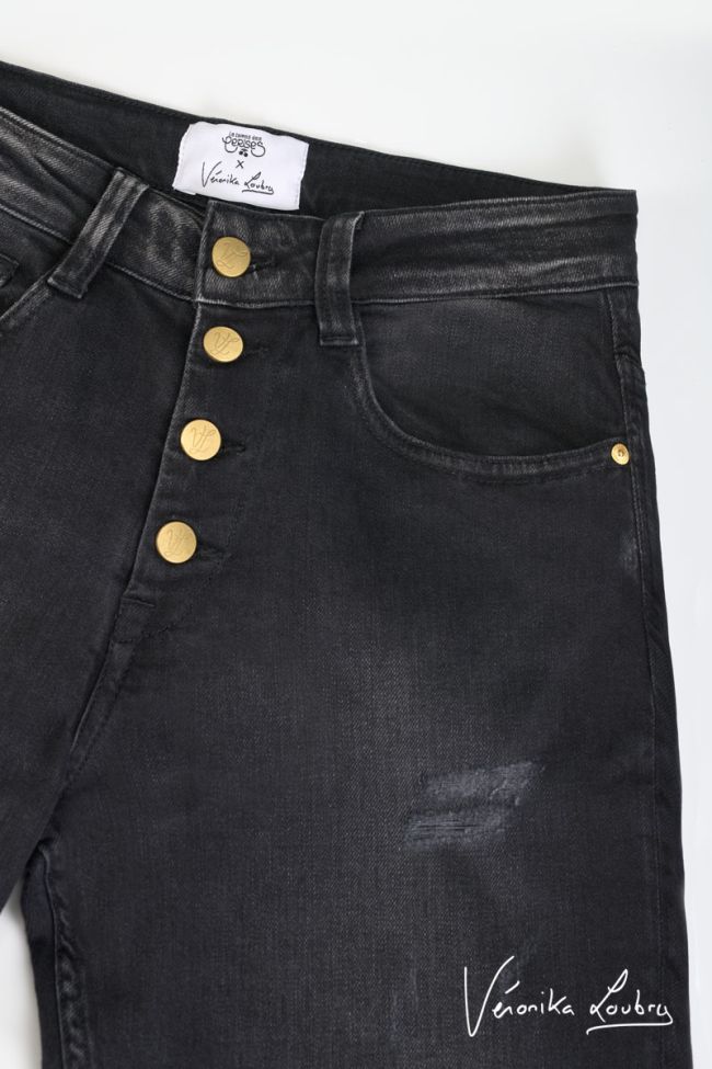 James 400/60 girlfriend by Véronika Loubry jeans destroy taille haute noir