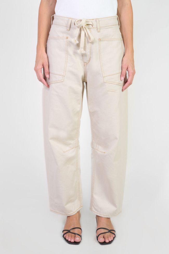 Jeans balloon Madie taille haute écru