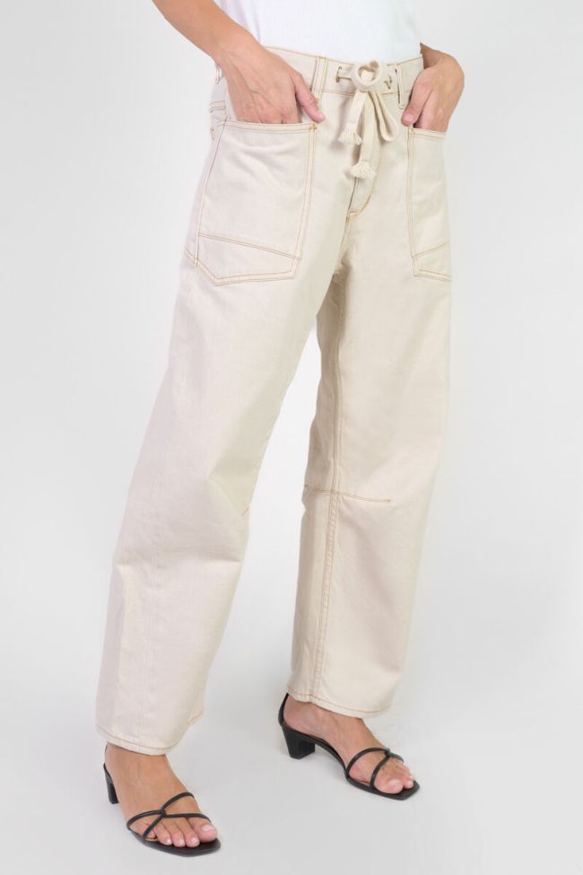 Jeans balloon Madie taille haute écru