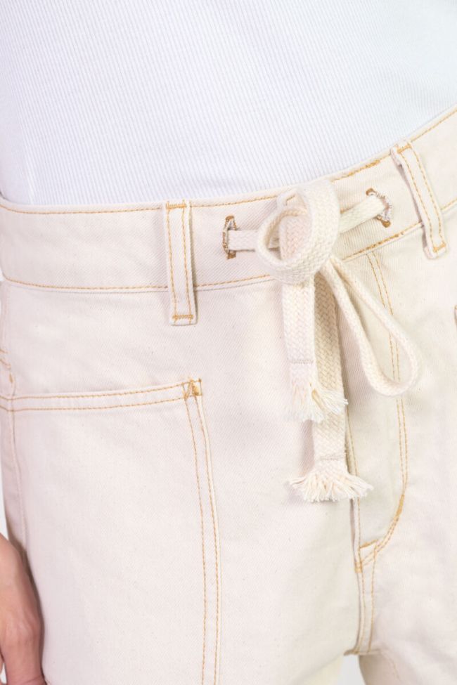 Jeans balloon Madie taille haute écru