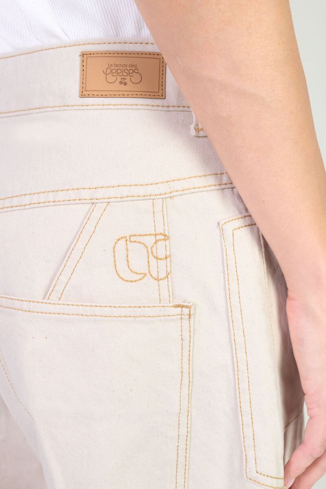 Jeans balloon Madie taille haute écru