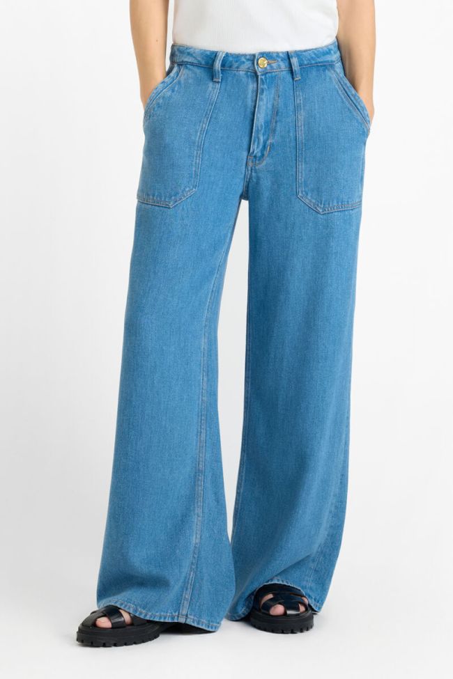 Jeans tencel wide leg Victoria taille haute bleu