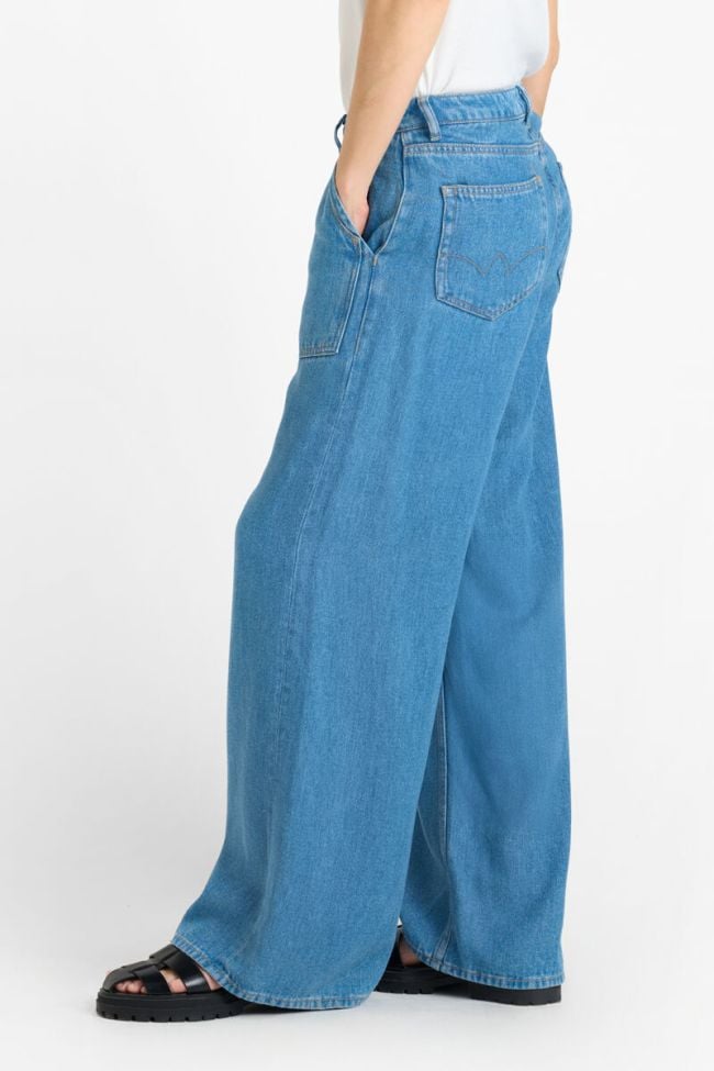 Jeans tencel wide leg Victoria taille haute bleu