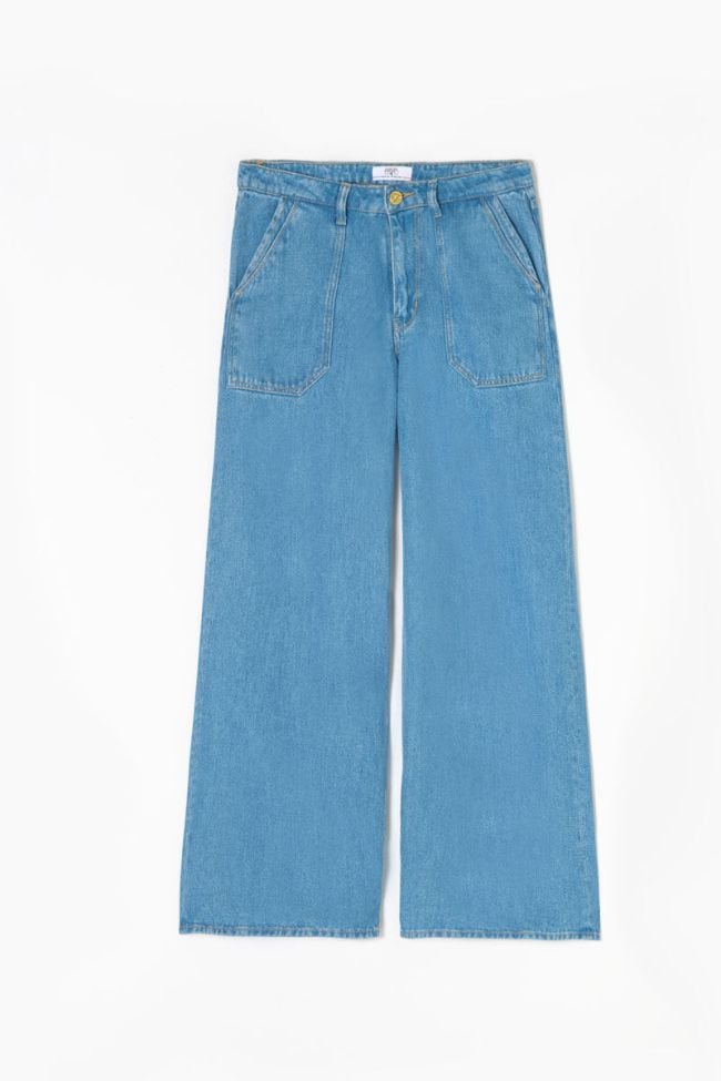 Jeans tencel wide leg Victoria taille haute bleu