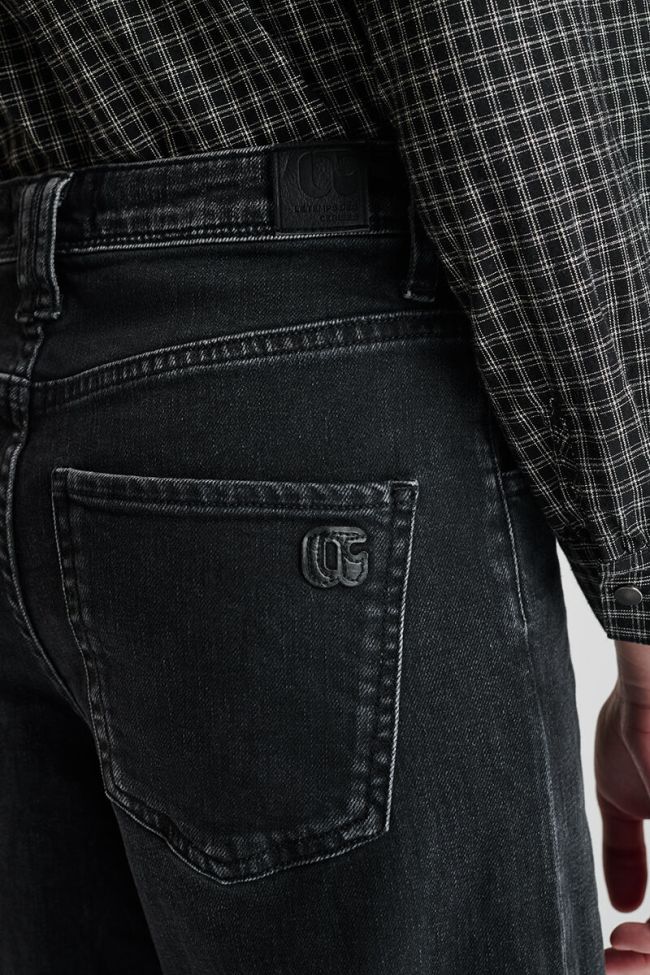 Jeans regular large Revers taille haute noir N°1