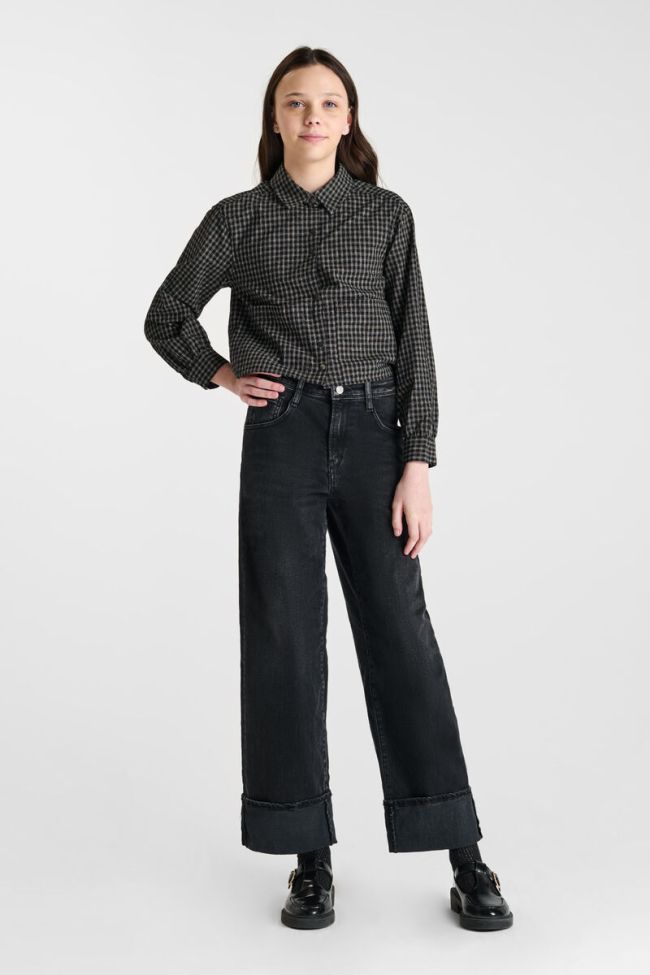 Jeans regular large Revers taille haute noir N°1