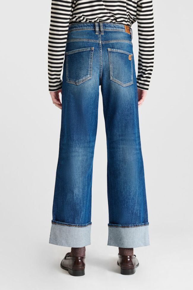 Jeans regular large Revers taille haute bleu N°4
