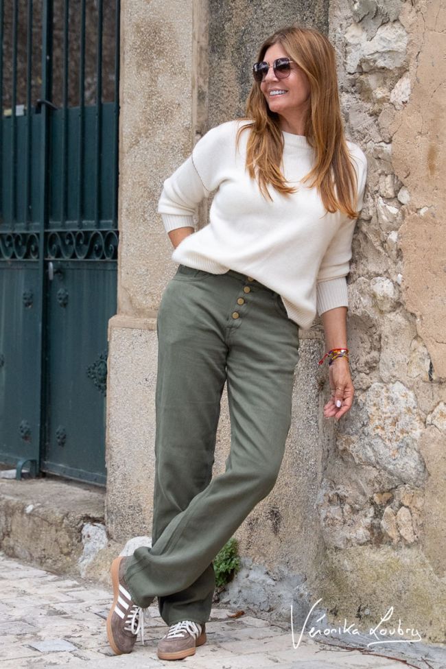 James 400/60 girlfriend by Véronika Loubry jeans taille haute en tencel kaki