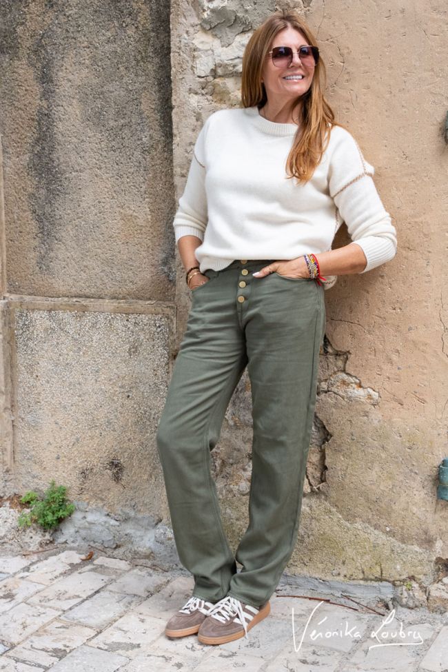James 400/60 girlfriend by Véronika Loubry jeans taille haute en tencel kaki