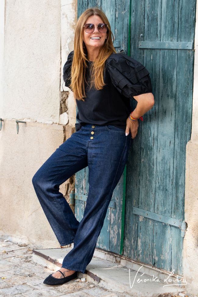 James 400/60 girlfriend by Véronika Loubry jeans taille haute en tencel bleu foncé