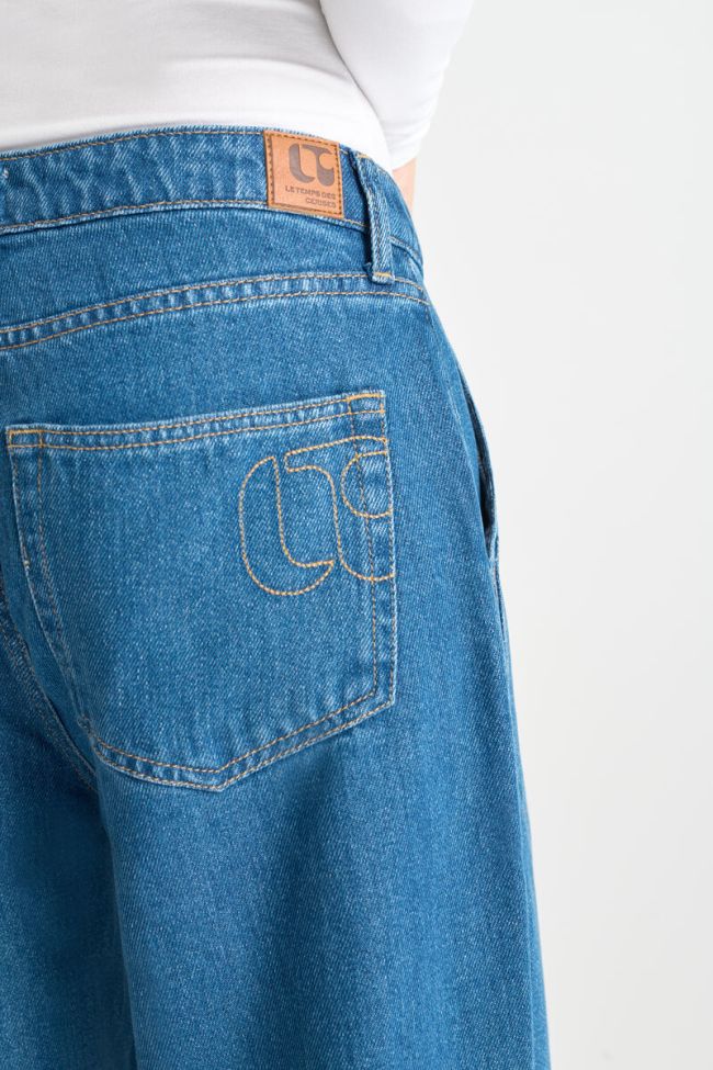 Jeans wide leg Victoria taille haute tencel bleu foncé