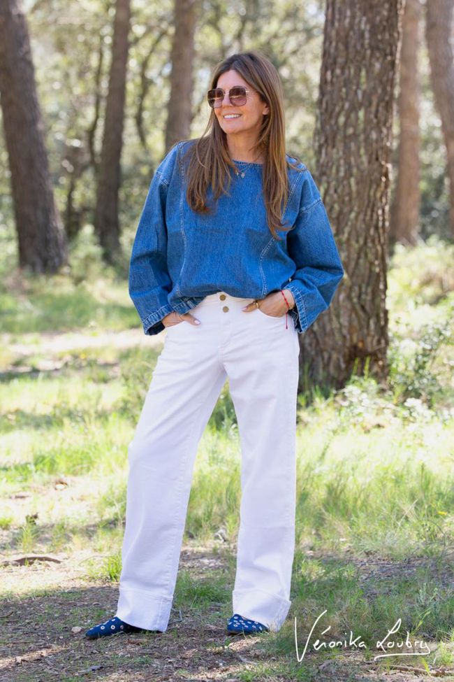 Jeans 400/28 loose Anastasia blanc by Véronika Loubry