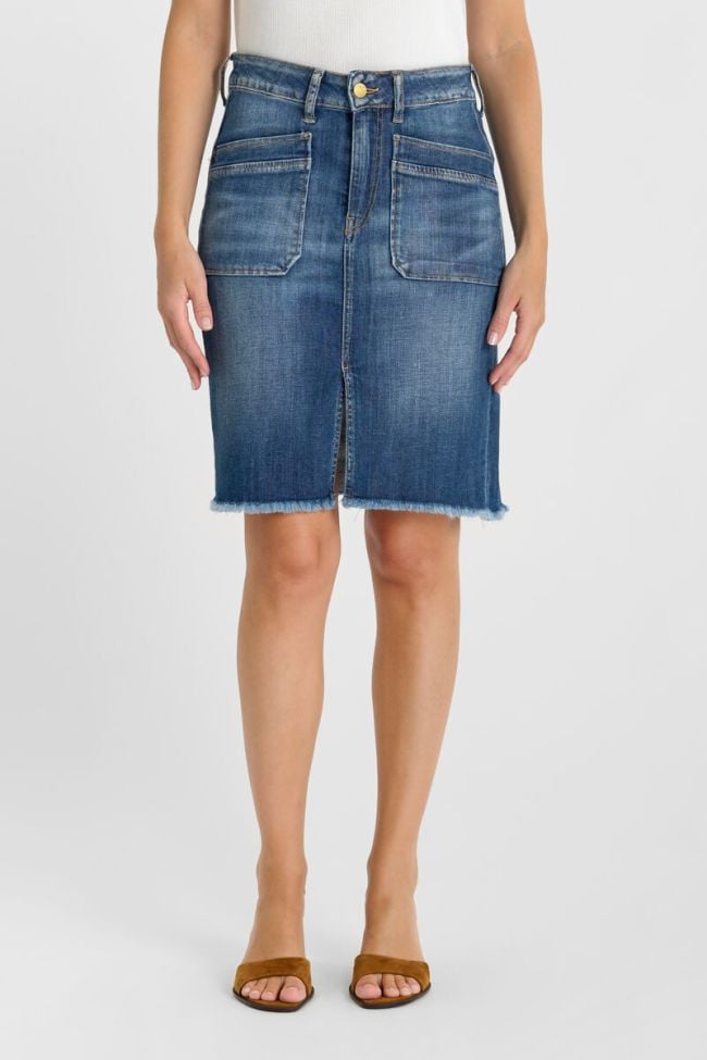 Jupe en coton lin sapphire navy - Comptoir des Cotonniers