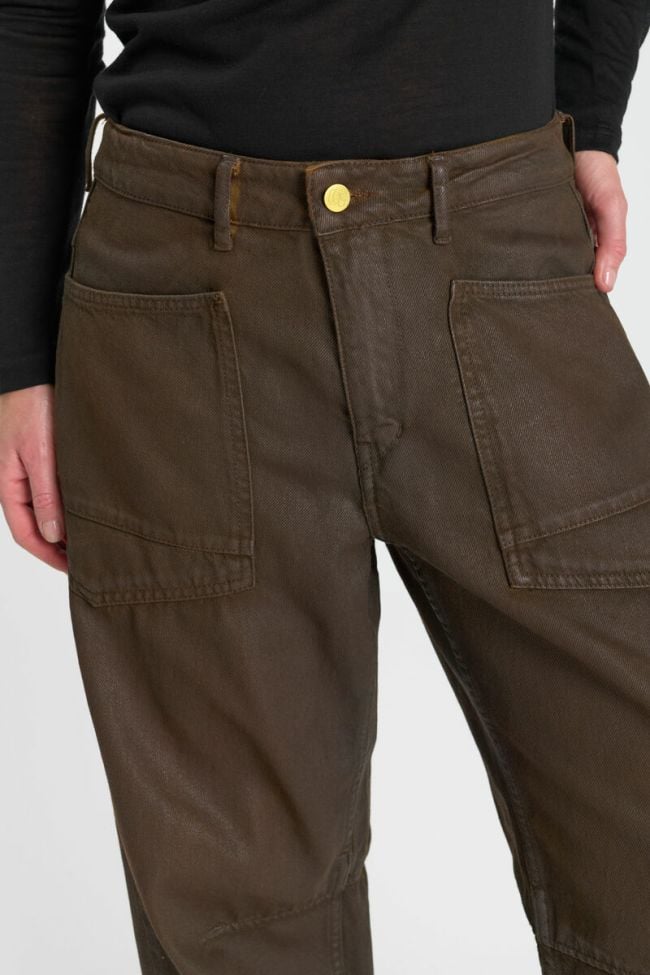 Jeans balloon Madie marron enduit