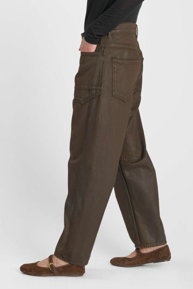 Jeans balloon Madie marron enduit