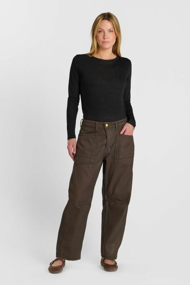 Jeans balloon Madie marron enduit