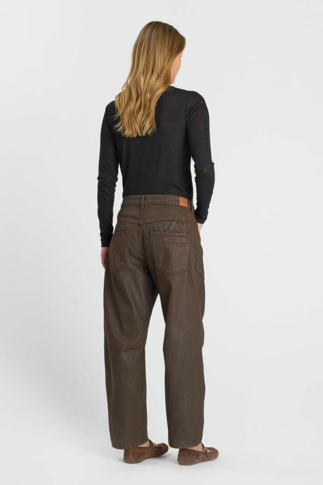 Jeans balloon Madie marron enduit