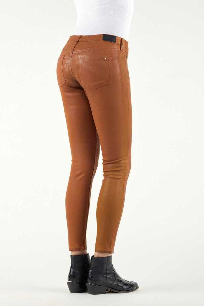 Jeans 300/16 Slim Effet Cuir Cognac