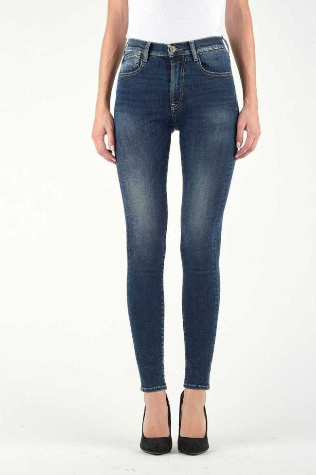 Jeans Power Skinny Taille Haute Bleu