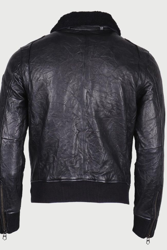 Blouson en cuir Yann noir
