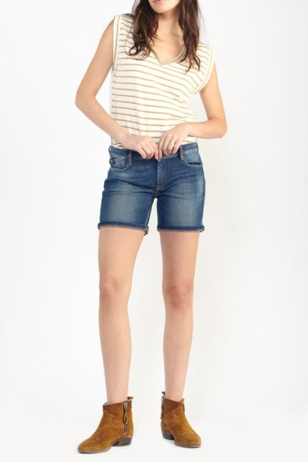 Short Janka en jeans bleu délavé