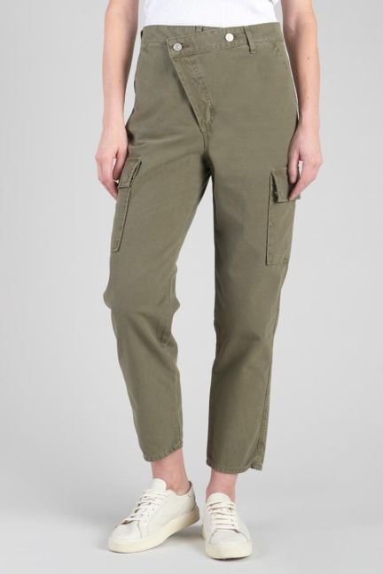 Pantalon Cosy Army kaki foncé à fermeture asymétrique