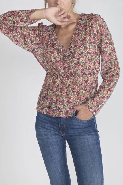 Blouse Magda à motif fleuri rose