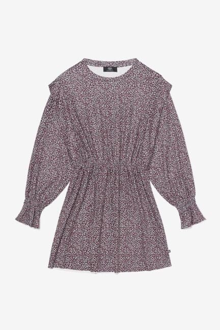 Robe Algagi noire à motif fleuri rose