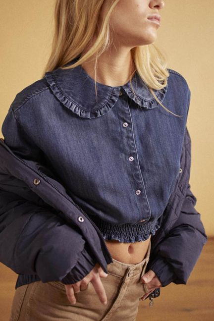 Blouse Macchigi en tencel bleu