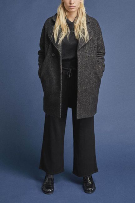 Manteau Shawgi marron à motif chevrons