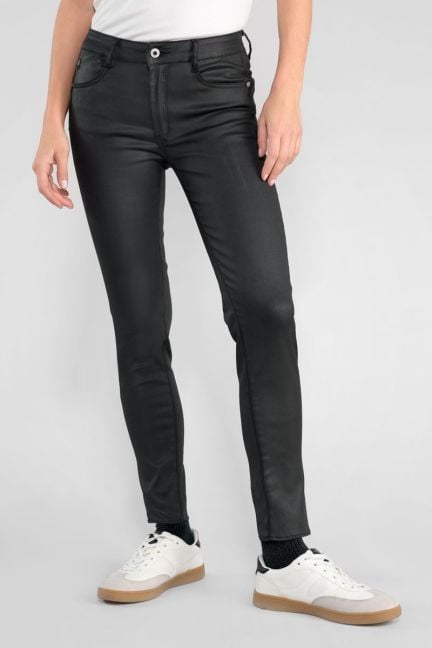 Jeans pulp slim taille haute 7/8ème enduit noir N°0
