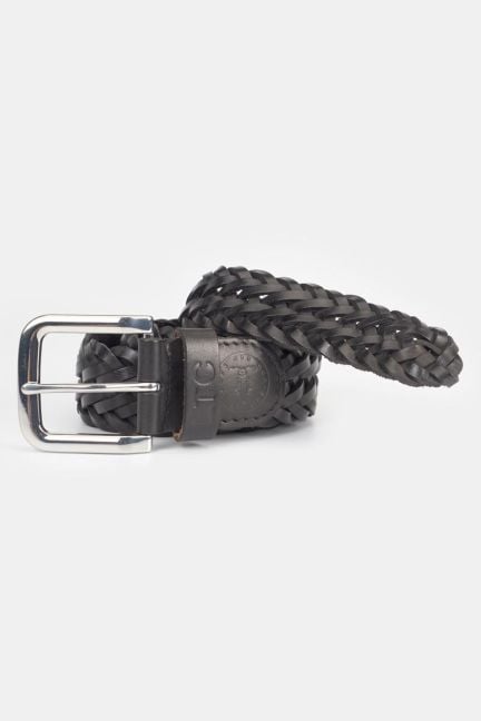 Ceinture Brazol en cuir noir tressé