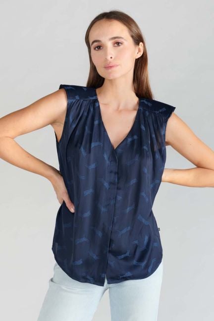Top Missou en jacquard bleu marine