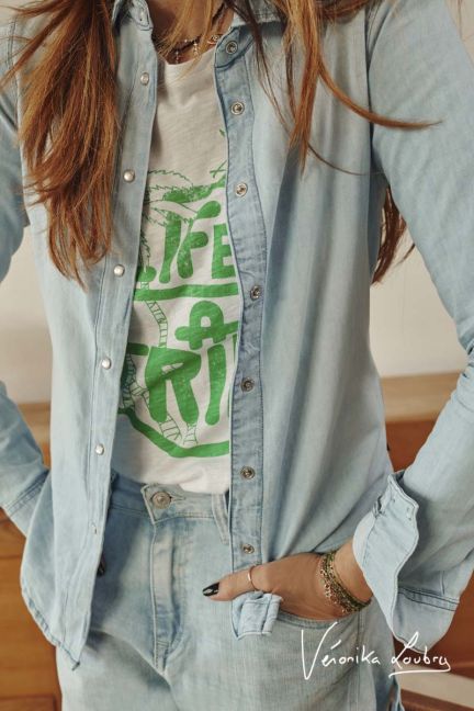 Chemise en jeans Nude bleue by Véronika Loubry